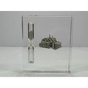 Vintage Caterpillar Cat Bulldozer‎ D7E Lucite Hourglass Timer Desk Paperweight